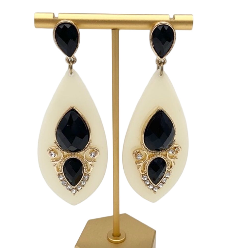 Statement Bejeweled Drop Dangle Stud Earrings - image 1